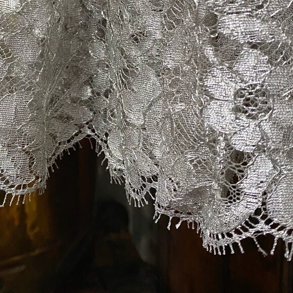 Ralph Lauren Silver Lace Midi Godet Trumpet Skirt - Picture 8 of 16